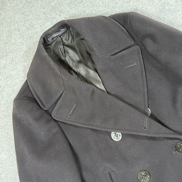 Vintage Naval Clothing Depot Coat Mens 38 Blue Wool Pea Coat Nautical US Navy